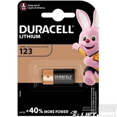 Elementas CR123A, 3V, DURACELL Elementas CR123A, 3V, DURACELL