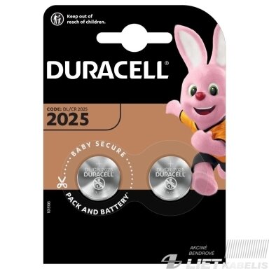 Elementas diskinis CR2025, 3V, Duracell Elementas diskinis CR2025, 3V, Duracell