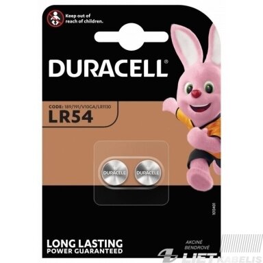 Elementas diskinis LR54, 1,5V, Duracell Elementas diskinis LR54, 1,5V, Duracell