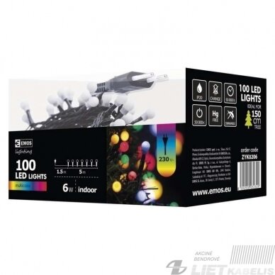 Elektrinė girlianda, 100LED lempučių ,ZYK0206 IP20, spalvota 1