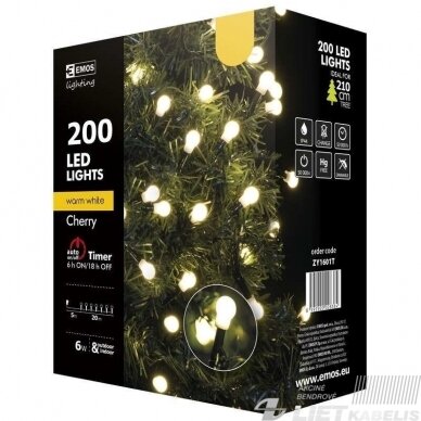 Elektrinė girlianda, 200LED lempučių ,ZY1601T IP44, šiltai balta 1