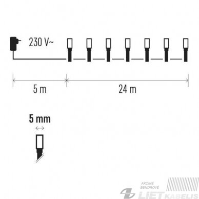 Elektrinė girlianda, 240LED lempučių ,ZY2190 IP44, šaltai/šiltai balta, valdoma Bluetooth, 2