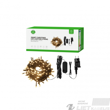 Elektrinė girlianda 400LED, 40m, 2500K, Wi-fi Bluetooth, IP44, WOOX 2 Elektrinė girlianda 400LED, 40m, 2500K, Wi-fi Bluetooth, IP44, WOOX 2
