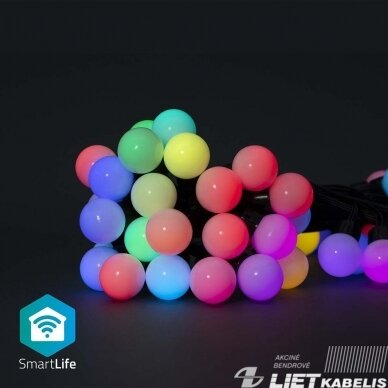 Elektrinė girlianda 48LED, 10,8m, spalvoti burbulai RGB Wi-Fi, IP44, Nedis Elektrinė girlianda 48LED, 10,8m, spalvoti burbulai RGB Wi-Fi, IP44, Nedis
