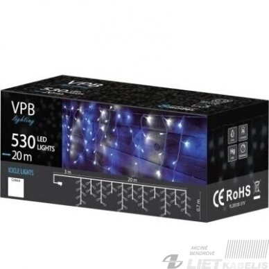 Elektrinė girlianda 530LED VARVEKLIAI mėlyna su šaltais baltais blyksniais , 20m, IP44, VPB 1 Elektrinė girlianda 530LED VARVEKLIAI mėlyna su šaltais baltais blyksniais , 20m, IP44, VPB 1