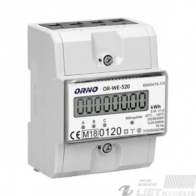 Elektroninis skaitiklis 3f OR-WE-520 5-80A ORNO Elektroninis skaitiklis 3f OR-WE-520 5-80A ORNO