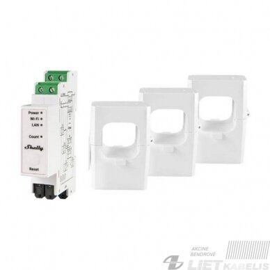 Elektros energijos 3f WIFI skaitiklis PRO 3EM Shelly Elektros energijos 3f WIFI skaitiklis PRO 3EM Shelly