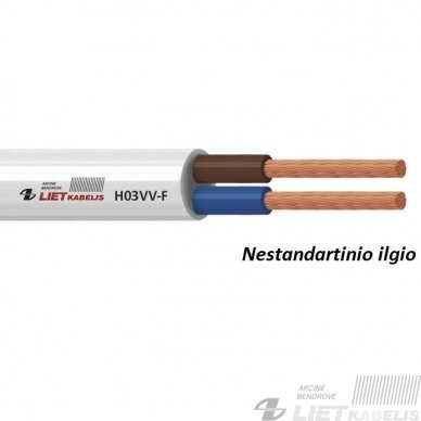 Elektros instaliacijos kabelis, lankstus, apvalus H03VV-F 2x0,75 mm² Nestandartinio ilgio Lietkabelis Elektros instaliacijos kabelis, lankstus, apvalus H03VV-F 2x0,75 mm² Nestandartinio ilgio Lietkabelis