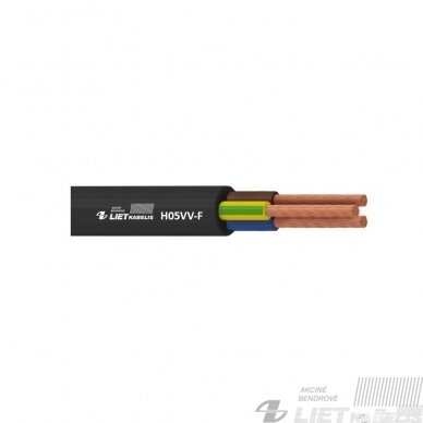 Elektros instaliacijos kabelis, lankstus, apvalus H05VV-F 3G2,5 mm², Lietkabelis Elektros instaliacijos kabelis, lankstus, apvalus H05VV-F 3G2,5 mm², Lietkabelis