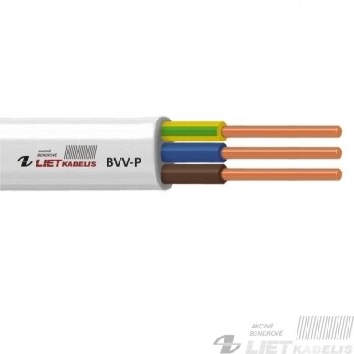 Elektros instaliacijos kabelis, monolitas, plokščias BVV-P 3x1,5mm² Lietkabelis Elektros instaliacijos kabelis, monolitas, plokščias BVV-P 3x1,5mm² Lietkabelis