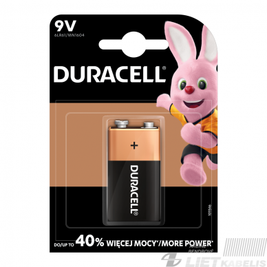 Elementas 6LR61, 9V, Duracell Elementas 6LR61, 9V, Duracell