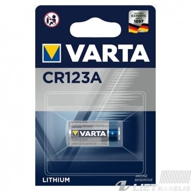 Elementas CR123A, 3V, Varta Elementas CR123A, 3V, Varta