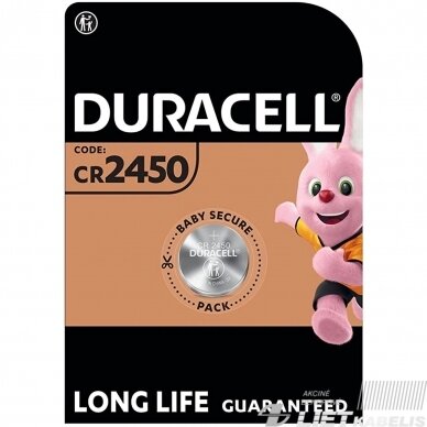 Elementas diskinis CR2450, 3V, DURACELL