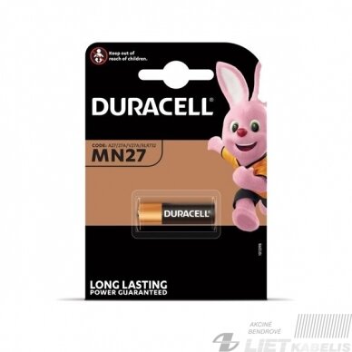 Elementas MN27, 27A, 12V, DURACELL Elementas MN27, 27A, 12V, DURACELL