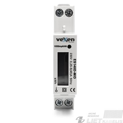 Elektroninis skaitiklis, 1f 5-45A ES140D-MID LCD VEXEN Elektroninis skaitiklis, 1f 5-45A ES140D-MID LCD VEXEN