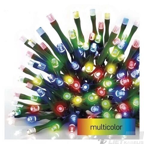 Elektrinė girlianda 600LED, 12m, spalvota/nemirksi, IP44, EMOS