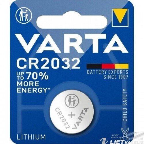 Elementas diskinis CR2032, 3V, VARTA