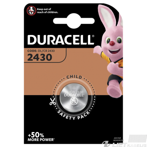 Elementas diskinis ličio CR2430, 3V, Duracell