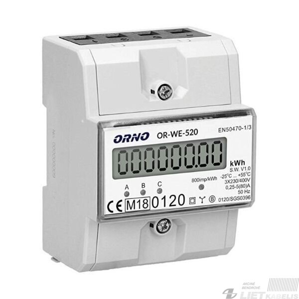 Elektroninis skaitiklis 3f OR-WE-520 5-80A ORNO Elektroninis skaitiklis 3f OR-WE-520 5-80A ORNO