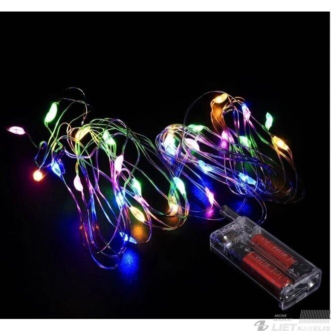 Elektrinė girlianda 80LED, spalvota, 8m, IP20, 2xAA, Christmas Touch 1