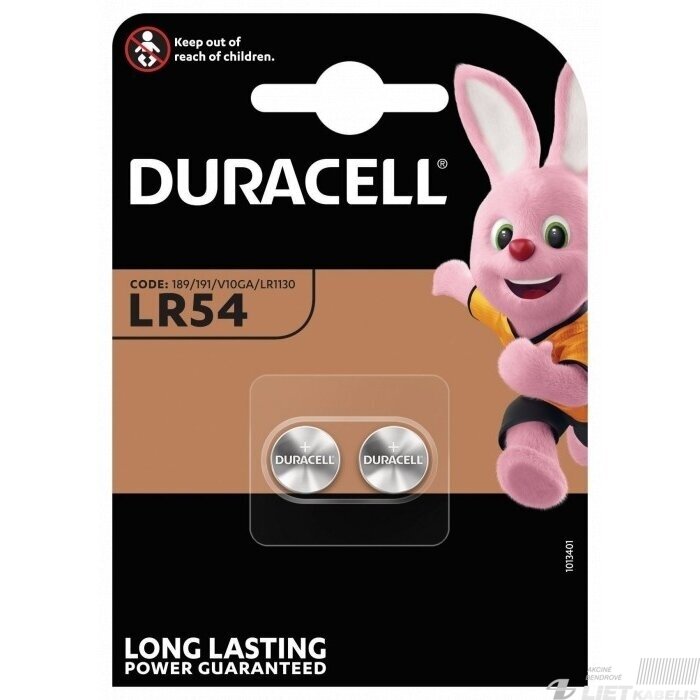 Elementas diskinis LR54, 1,5V, Duracell