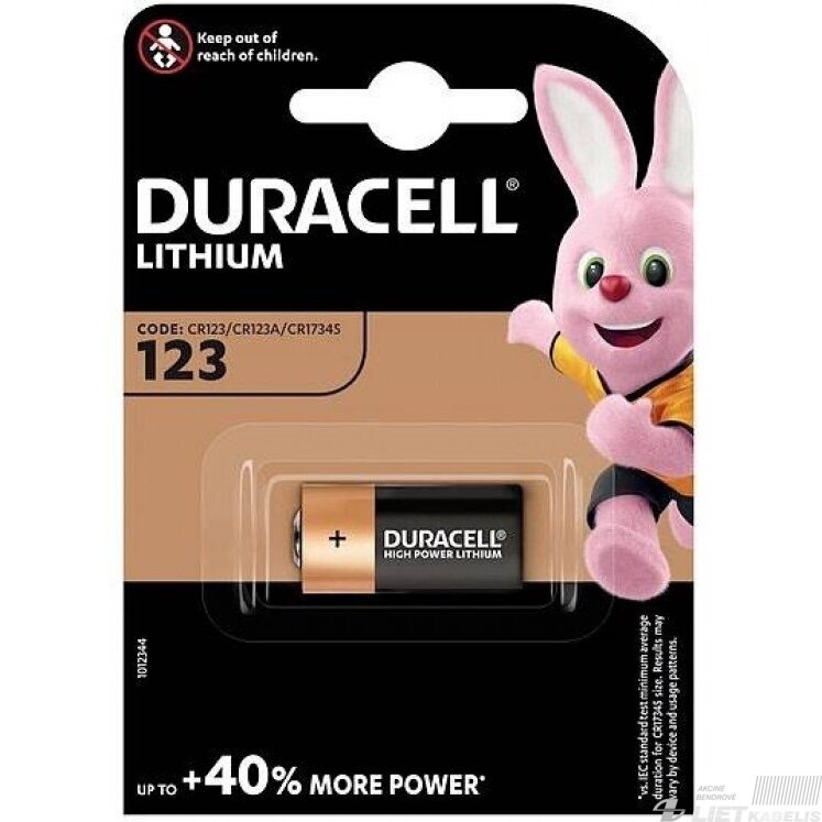 Elementas CR123A, 3V, DURACELL Elementas CR123A, 3V, DURACELL