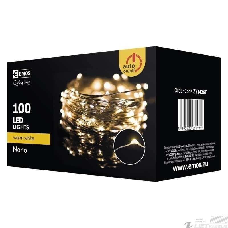 Elektrinė girlianda, 100 LED lempučių ,ZY1426T IP44, Nano, šiltai balta 2
