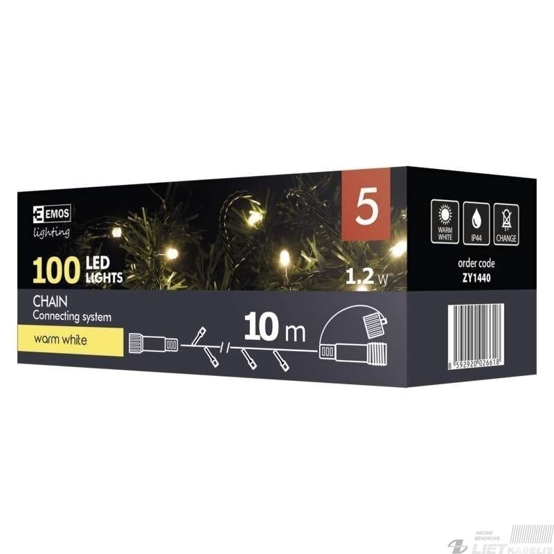 Elektrinė girlianda, 100LED lempučių ,ZY1440 IP44, be maitinimo šaltinio, šiltai balta Elektrinė girlianda, 100LED lempučių ,ZY1440 IP44, be maitinimo šaltinio, šiltai balta