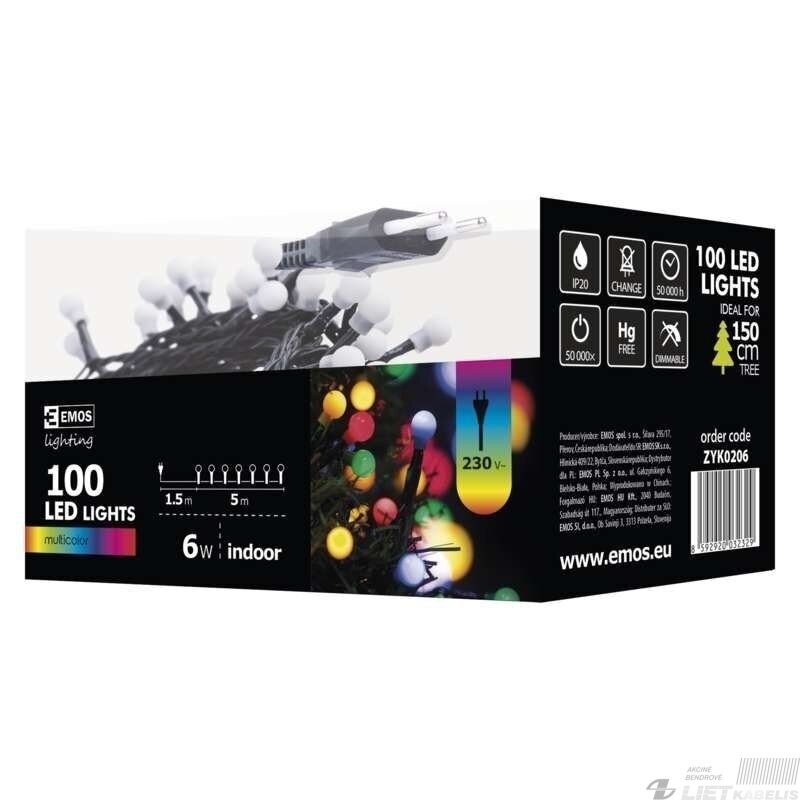 Elektrinė girlianda, 100LED lempučių ,ZYK0206 IP20, spalvota 1