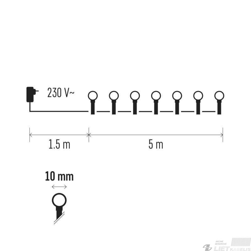 Elektrinė girlianda, 100LED lempučių ,ZYK0206 IP20, spalvota 2 Elektrinė girlianda, 100LED lempučių ,ZYK0206 IP20, spalvota 2