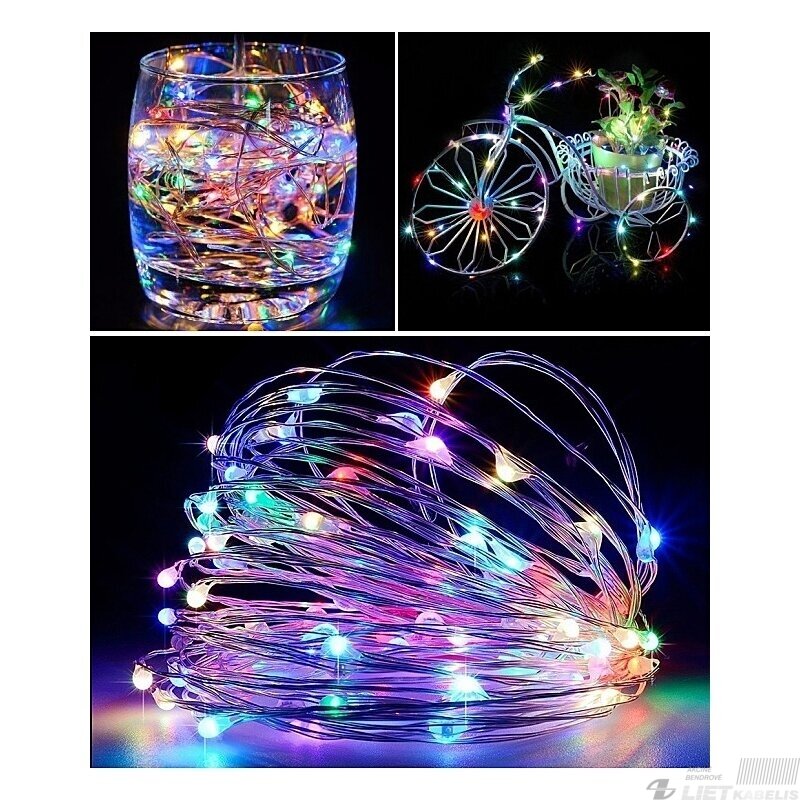 ELektrinė girlianda 100LED, USB5V, 8 programos, mirksi spalvota 10m, VPB 2