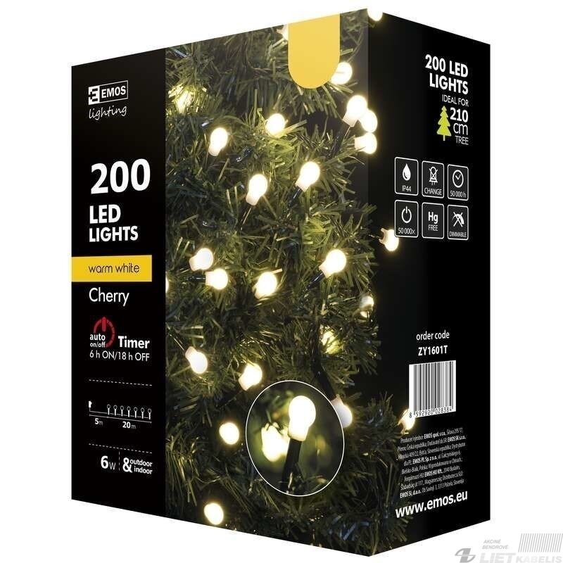 Elektrinė girlianda, 200LED lempučių ,ZY1601T IP44, šiltai balta 1