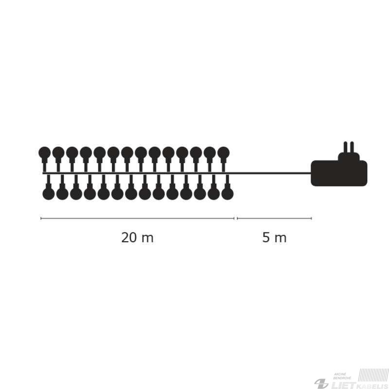 Elektrinė girlianda, 200LED lempučių ,ZY1601T IP44, šiltai balta 6 Elektrinė girlianda, 200LED lempučių ,ZY1601T IP44, šiltai balta 6