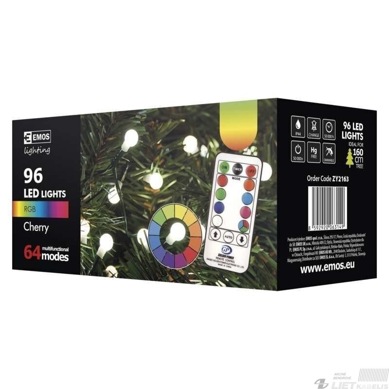 Elektrinė girlianda, 96LED lempučių ,ZY2163 IP44, su pulteliu, spalvota Elektrinė girlianda, 96LED lempučių ,ZY2163 IP44, su pulteliu, spalvota