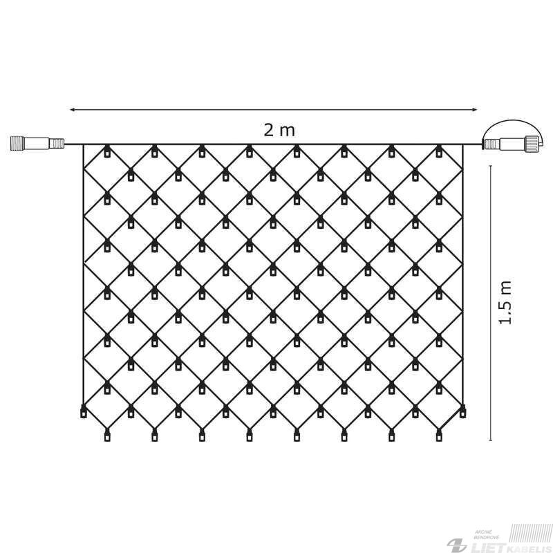 Elektrinė girlianda/tinklas 2x1.5m, 160LED lempučių, ZY1443 IP44 be maitinimo šaltinio, šiltai balta 1 Elektrinė girlianda/tinklas 2x1.5m, 160LED lempučių, ZY1443 IP44 be maitinimo šaltinio, šiltai balta 1