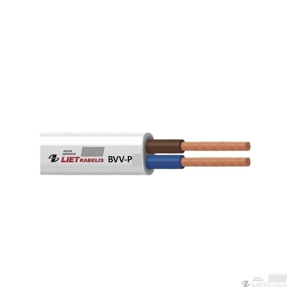 Elektros instaliacijos kabelis, monolitas, plokščias BVV-P 2x1,5mm² Lietkabelis