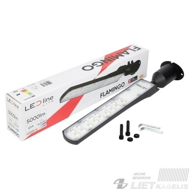Gatvės šviestuvas LED FLAMINGO 50W, 4000K, 5000lm, juodas, IP65, LEDLine