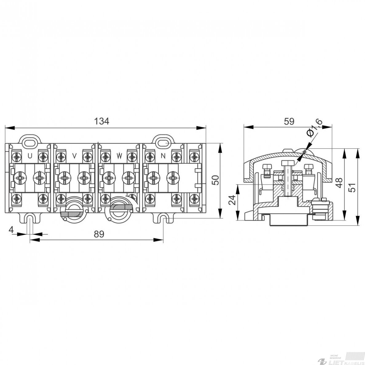 Gnybtas OBL25/10-4 1x25/4x10mm², POKOJ 1