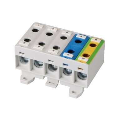 Gnybtas modulinis Al/Cu5x 5x(2,5-50mm²) KE61.7, pilka,mėlyna, geltonai/žalia, LINKWELL Gnybtas modulinis Al/Cu5x 5x(2,5-50mm²) KE61.7, pilka,mėlyna, geltonai/žalia, LINKWELL
