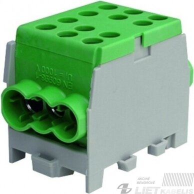 Gnybtas 35mm2 Cu/Al 6 prijungimai (2x35/4x25) PHLAK3524GN žalias, Protec Gnybtas 35mm2 Cu/Al 6 prijungimai (2x35/4x25) PHLAK3524GN žalias, Protec