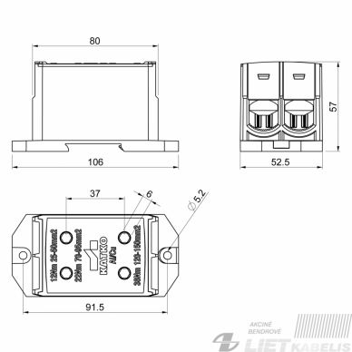 Gnybtas AL/Cu 4x(25-150)mm² mėlynas, Katko 1 Gnybtas AL/Cu 4x(25-150)mm² mėlynas, Katko 1