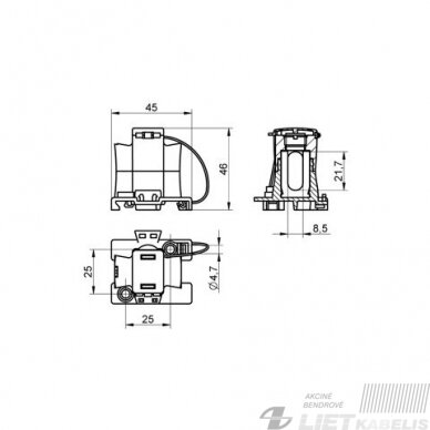 Gnybtas BD 35mm laidų sujungimui, TEKOX 3 Gnybtas BD 35mm laidų sujungimui, TEKOX 3