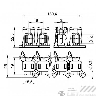 Gnybtas BD 6mm laidų sujungimui, TEKOX 2 Gnybtas BD 6mm laidų sujungimui, TEKOX 2
