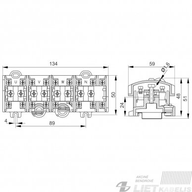 Gnybtas OBL25/10-4 1x25/4x10mm², POKOJ 1 Gnybtas OBL25/10-4 1x25/4x10mm², POKOJ 1
