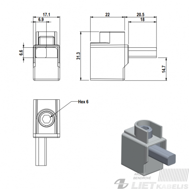 Gnybtas/perėjimas automatiniam jungikliui AL/CU16-50mm², KATKO 1 Gnybtas/perėjimas automatiniam jungikliui AL/CU16-50mm², KATKO 1