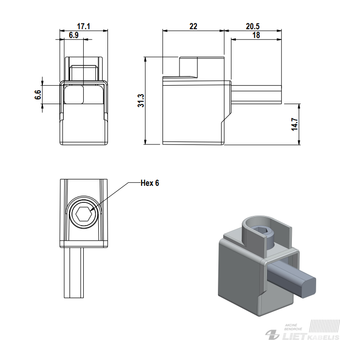 Gnybtas/perėjimas automatiniam jungikliui AL/CU16-50mm², KATKO 1