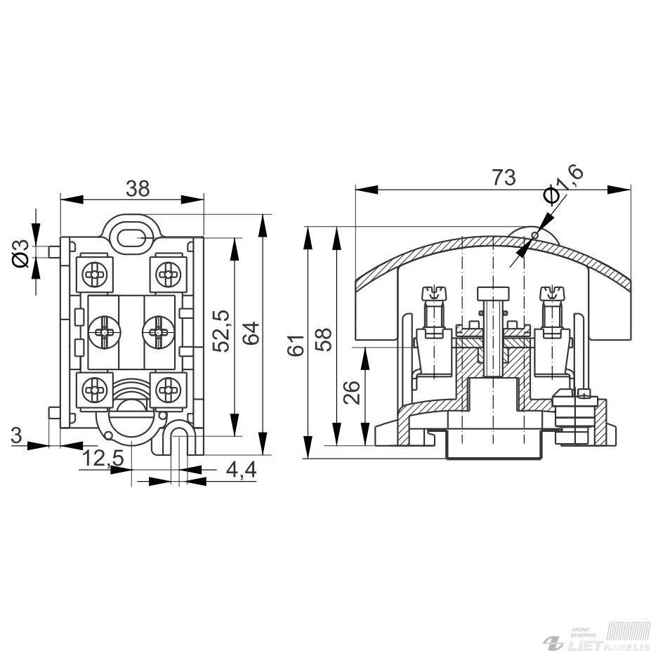 Gnybtas OBL25/16-1 1x25/4x16mm², POKOJ 1 Gnybtas OBL25/16-1 1x25/4x16mm², POKOJ 1