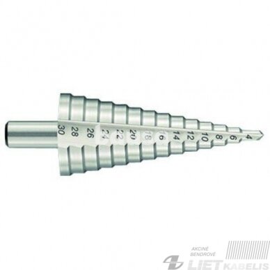 Grąžtas pakopinis, 9 žingsnių, 4-12mm Grąžtas pakopinis, 9 žingsnių, 4-12mm