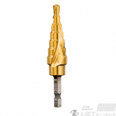 Grąžtas pakopinis DT5027-QZ 6-18mm, šešiakampis, Dewalt