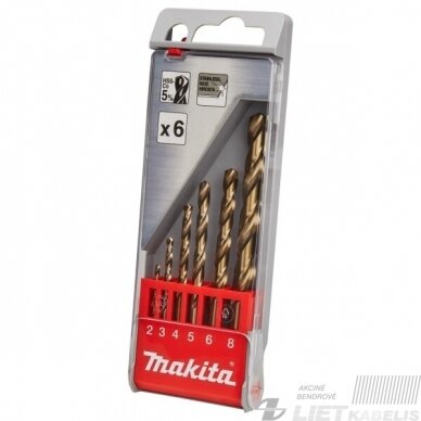Grąžtų komplektas ø2-8mm 6vnt D-57168, Makita Grąžtų komplektas ø2-8mm 6vnt D-57168, Makita